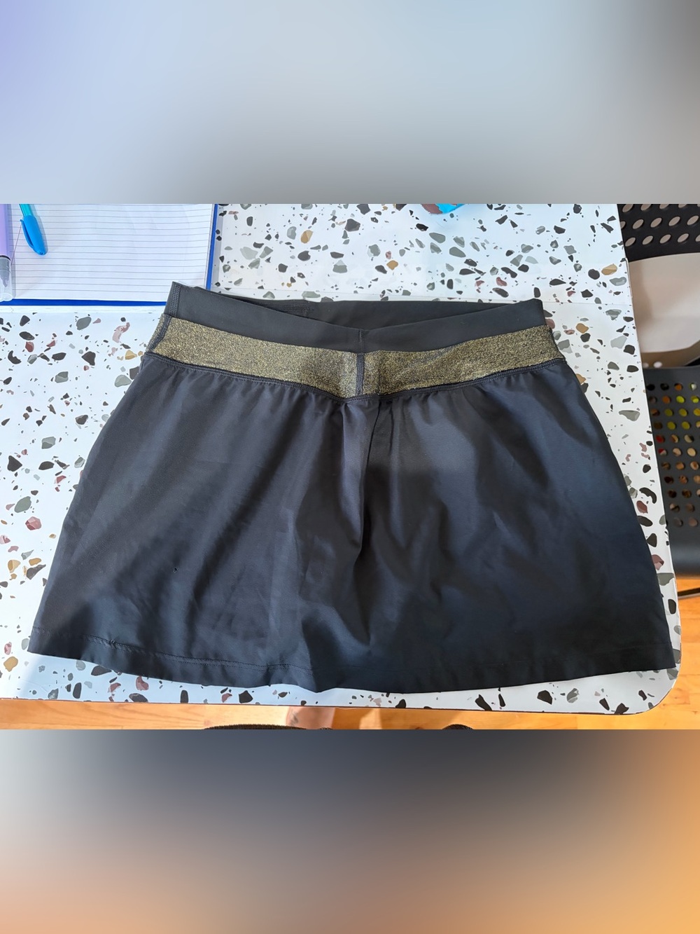 Black Skirt with Gold Waistband - Women